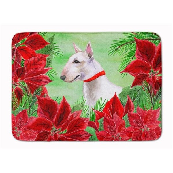 Carolines Treasures Carolines Treasures CK1341RUG Bull Terrier Poinsettas Machine Washable Memory Foam Mat CK1341RUG - main